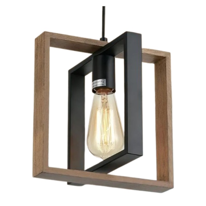 Pendul Cojom Hermes 1M, din lemn masiv, maro antichizat, fasung E27