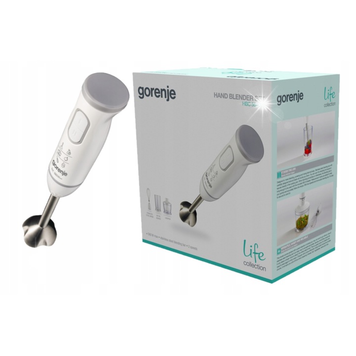 Миксер Gorenje HBC564QW, 560W, бял-сив, 35,5x5,1x5,1см, с аксесоари