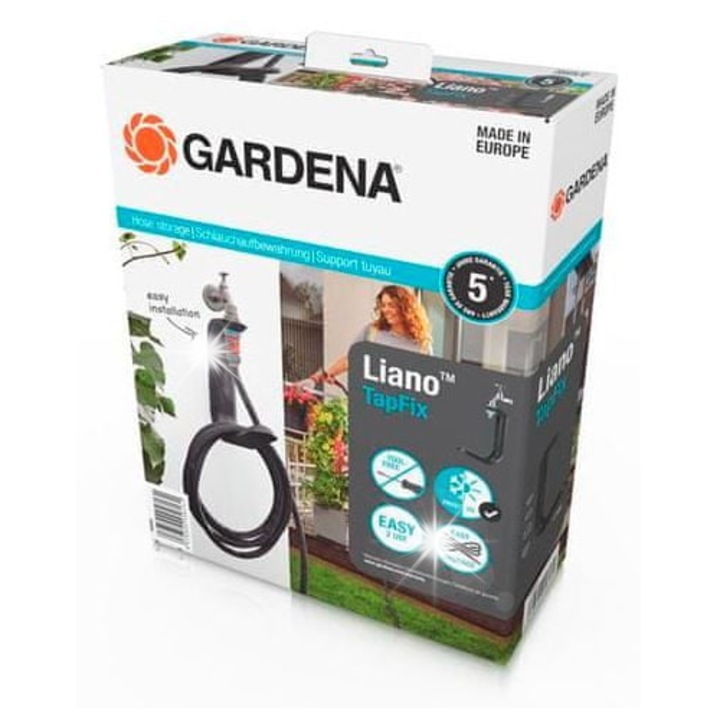 Комплект градински маркуч Liano, Gardena, 15м, TapFix, 35bar, устойчив на UV лъчи и замръзване