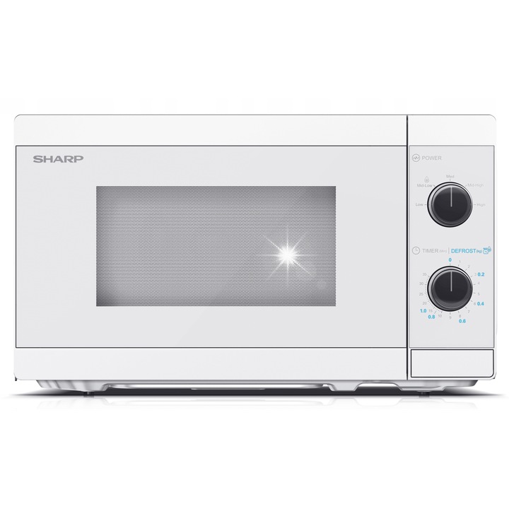 Cuptor cu microunde Sharp, 20L, 800W, alb, cu 5 niveluri de putere