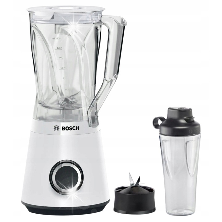 Пасатор Bosch VitaPower 1200W, 1.5л, бял, със стъклена бутилка ToGo