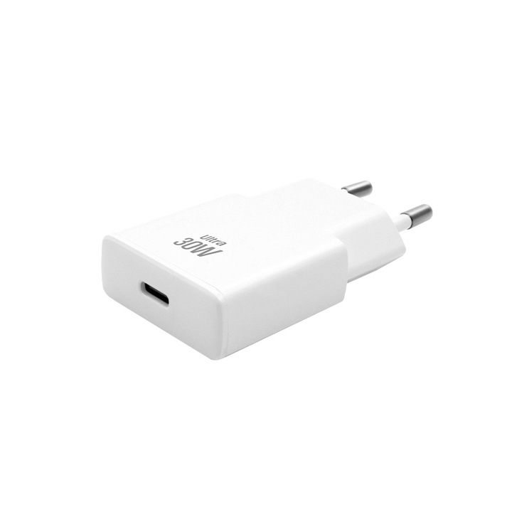 Ultra vékony európai töltő 30, LLAB, USB-C, fehér, 5.35 x 3.5 x 1.42 cm