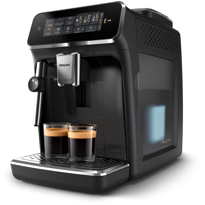 Espressor Automat Philips EP3321/40, 1500 W, Cafea, Espresso si Cappuccino, 15 Bar, Rezervor 1.8 L, Negru