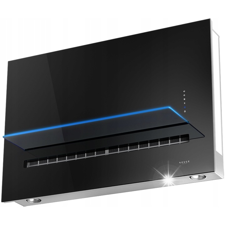Абсорбатор Velge VCCH 9003 B, 90см, инокс, LED осветление, 653 м3/ч, черен