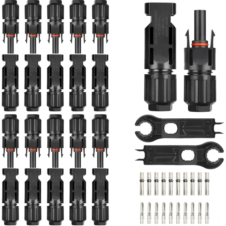 Set 10 Conectori MC4 Onuvio® pentru Panouri Solare Fotovoltaice, Mama/Tata, 1000V 45A, Certificare CE RoHS, Rezistent la apa IP67