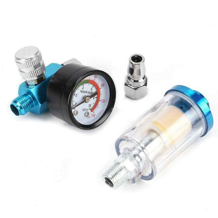 Pistol de vopsit, regulator de presiune, unelte si aparate de masura, 1 grid, control precis al presiunii