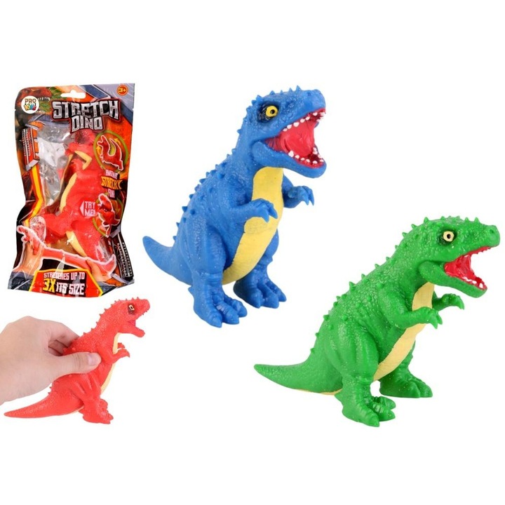Rugalmas dinoszaurusz figura, Pro Kids, 15cm, piros, zöld, kék
