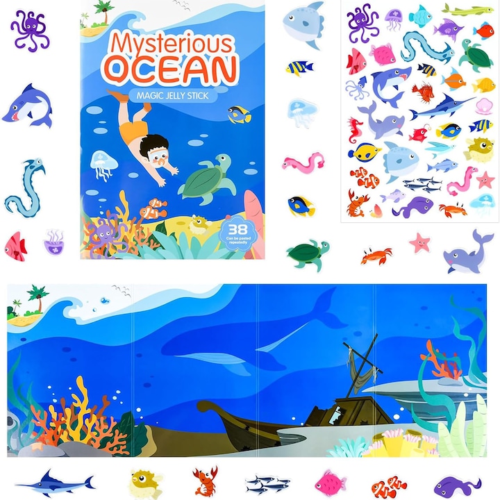 Carte ilustrata cu abtibilduri pentru copii, 2024, 6 pagini, 260x210mm, 3 ani