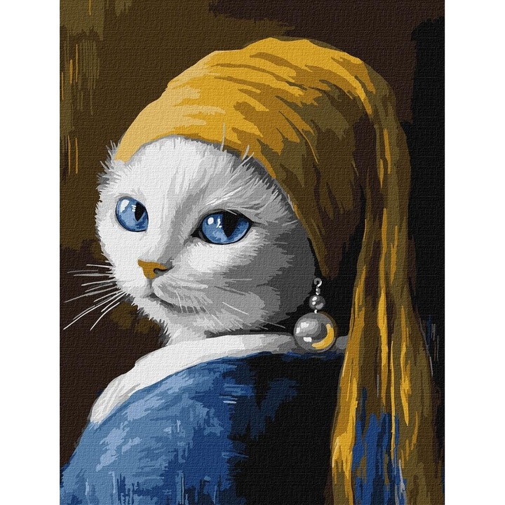 Set pictura pe numere, Ideyka, Pisica cu perla, 30x40cm