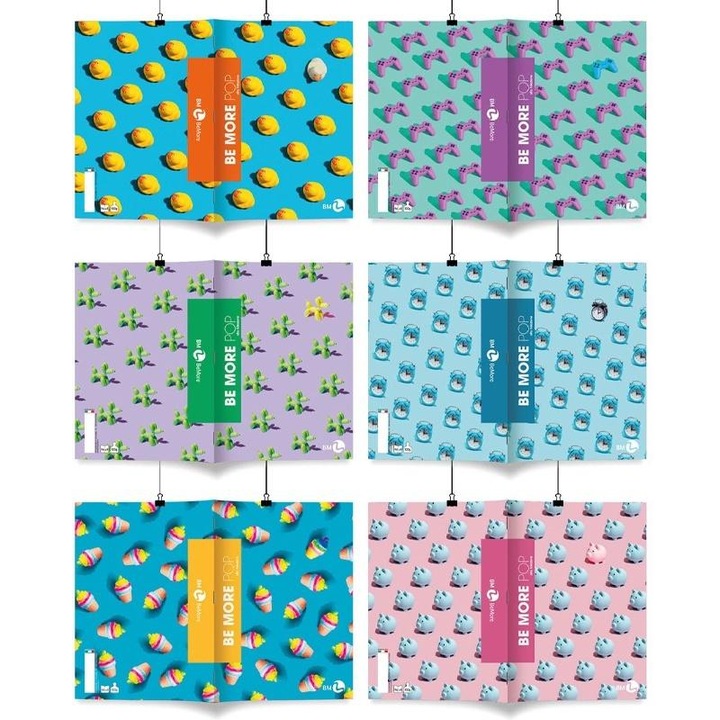 A4-es füzet szett KOH-I-NOOR Be More Pop, 10 db, 96 oldal, 100g, vonalas, vastag borító, lila