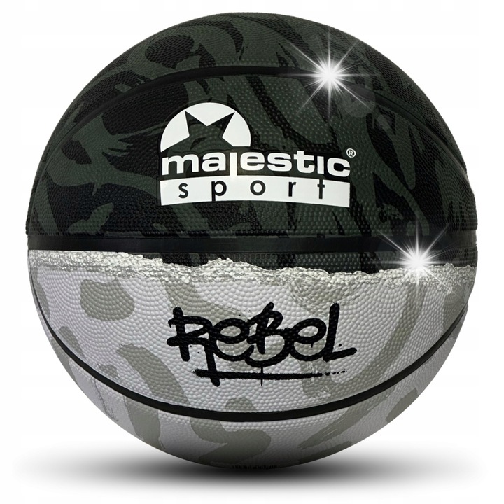 Majestic Sport Rebel баскетболна топка, черна, размер 7, технология deep groove, комплект 1 брой