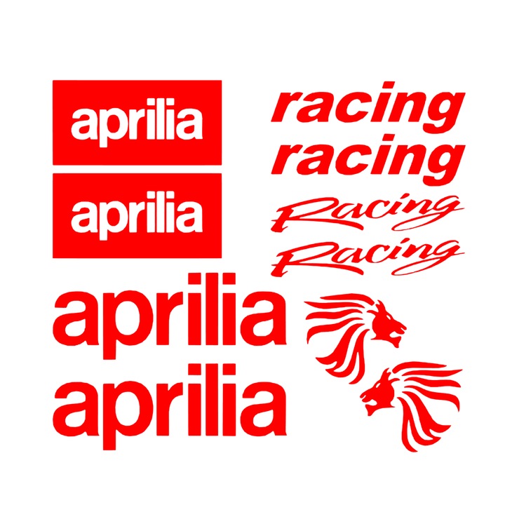 Set 10 stickere aprilia, 15cm x 15cm, rosu
