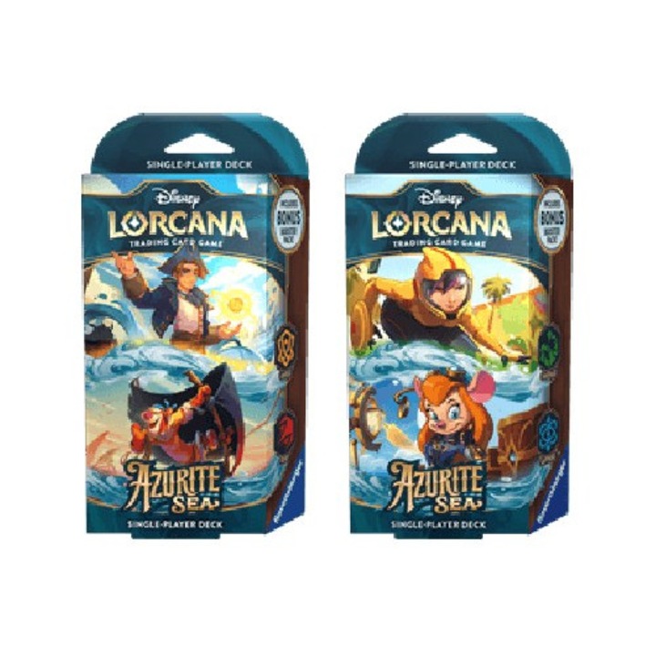 Стартов комплект Lorcana Azurite Sea, Ravensburger, 2 пакета, редки карти, на английски език