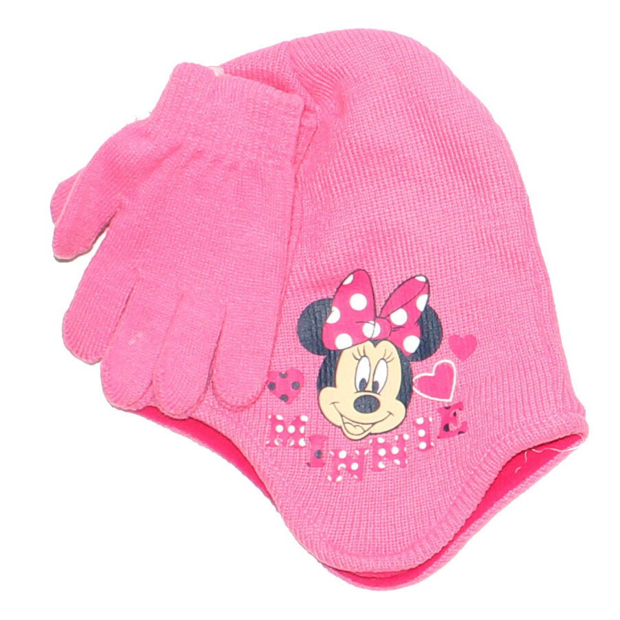 Caciula si manusi, Minnie Mouse, roz-54 cm