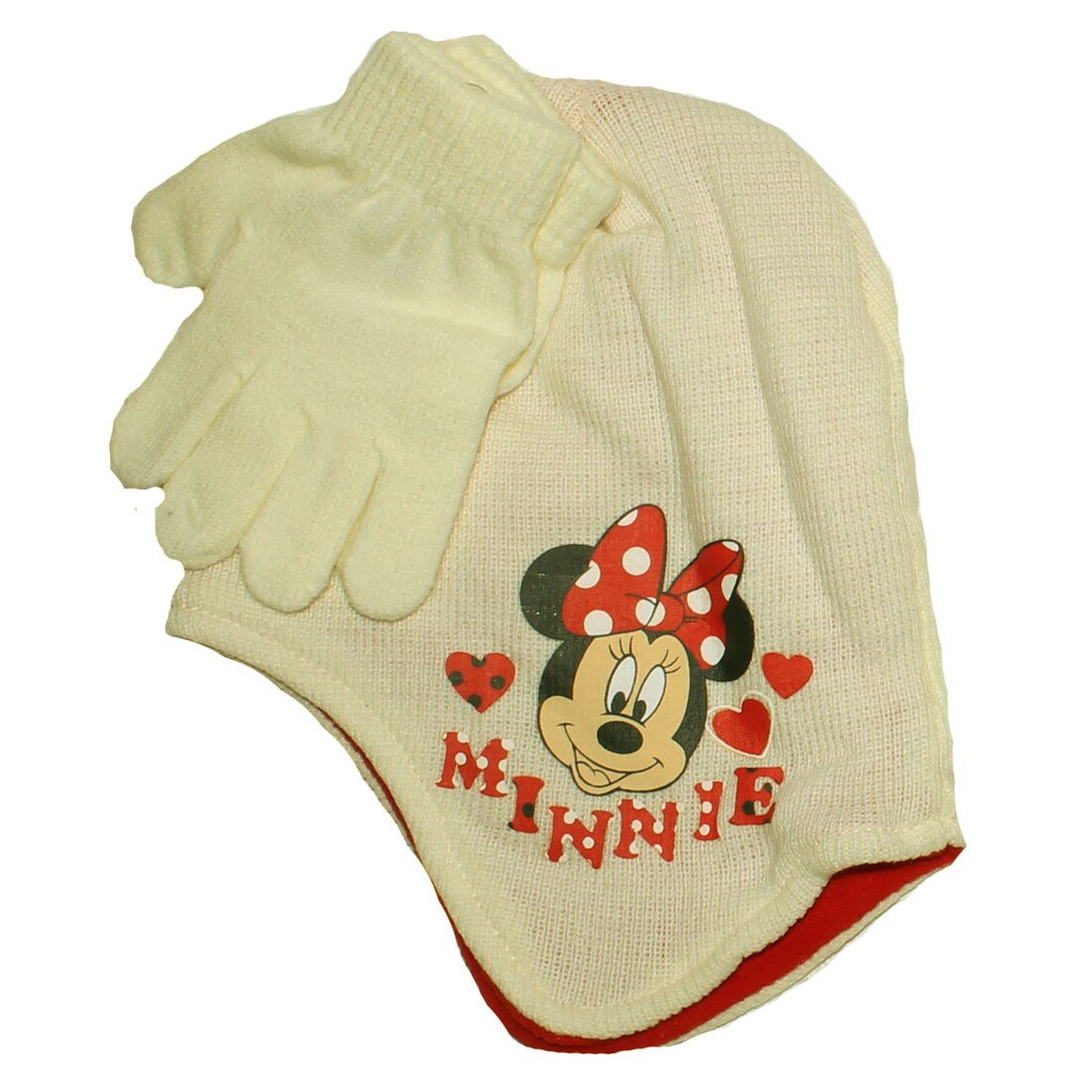 Caciula si manusi, Minnie Mouse, ivory-52 cm