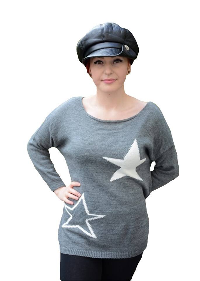 Bluza rafinata gri cu model de stele albe,D&J Exclusive, Gri