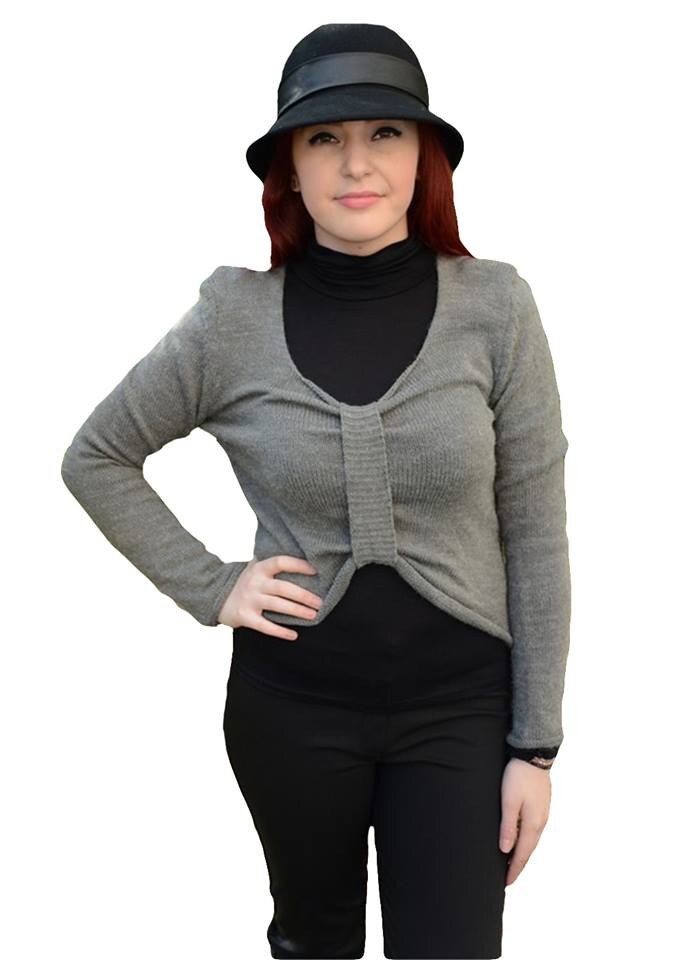 Bluza tinereasca cu aspect modern,din material tricotat,D&j Exclusive, Gri