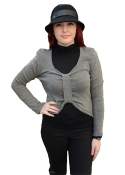 Bluza tinereasca cu aspect modern,din material tricotat,D&j Exclusive, Gri Bluza tinereasca cu aspect modern,din material tricotat,D&j Exclusive, Gri