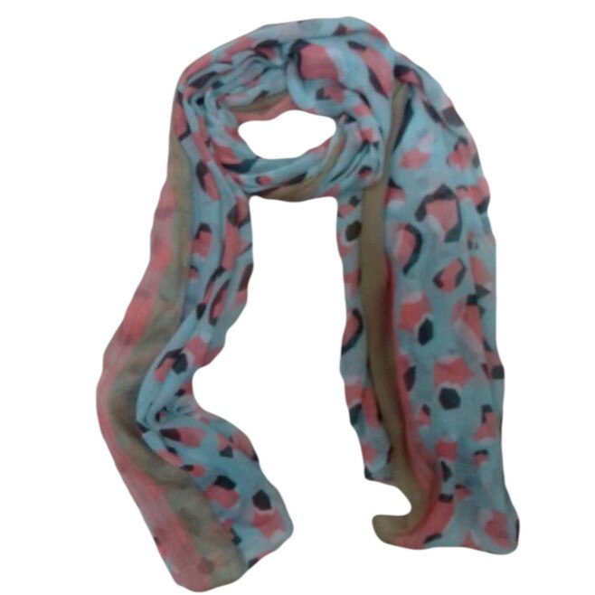 Esarfa moderna imprimeu nonfigurativ ,D&J Exclusive, turcoaz