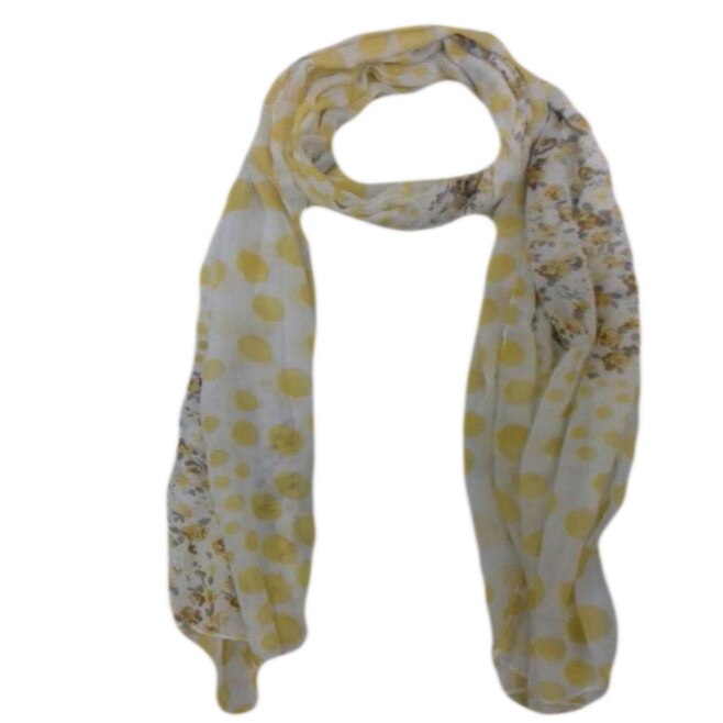 Esarfa fashion cu imprimeu de buline de diferite marimi,D&J Exclusive,galbena