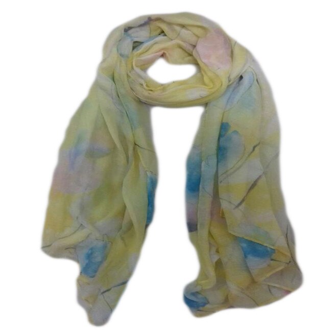 Esarfa moderna , pastelata cu model de flori mari, D&J Exclusive, galbena