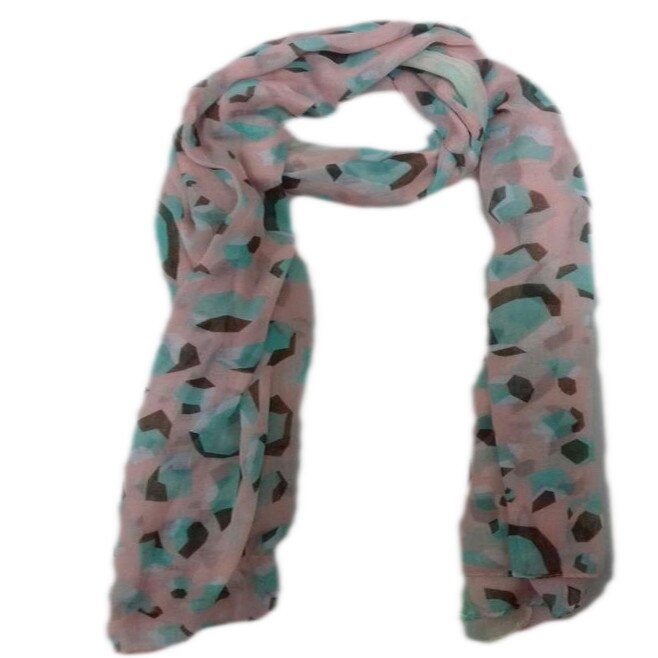 Esarfa moderna cu imprimeu abstract ,D&J Exclusive,turcoaz/roz