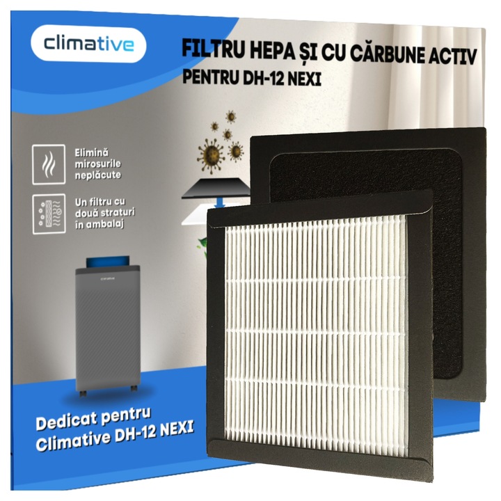 HEPA H10 légszűrőbetét + aktív szén, Climative FHCG-12SGGFJU, DH-12 Nexi ION UV-hez