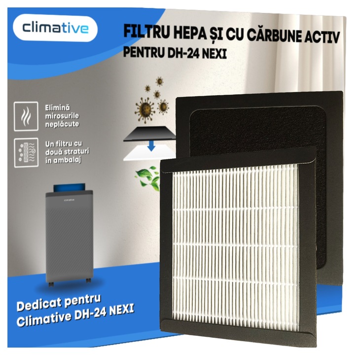 Légszűrő patron HEPA H13 + aktív szén Climative FHCG-24SGGFJU, a DH-24 Nexi ION UV-hez