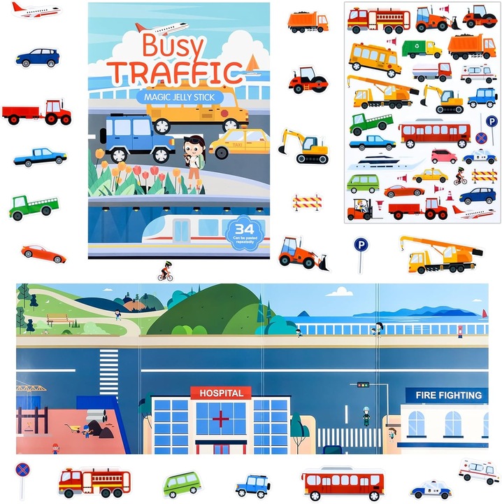 Carte ilustrata cu abtibilduri, 2024, 5 pagini, 260x210mm, pentru copii de 3 ani