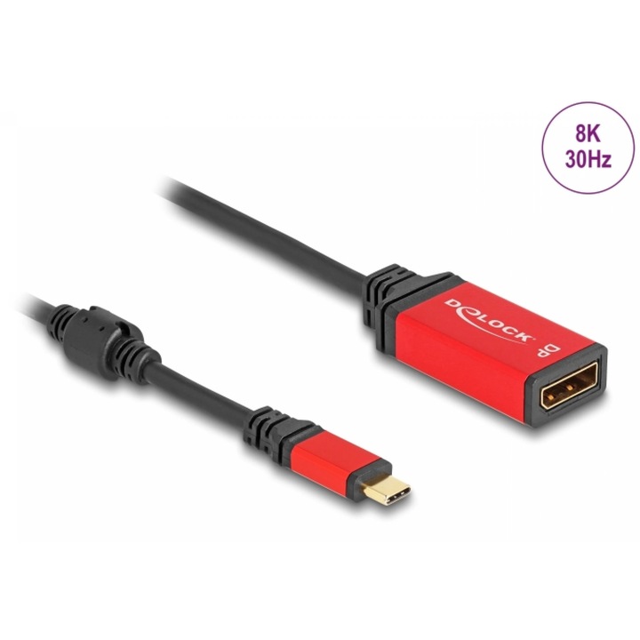 Adaptor USB type C la Displayport (DP Alt Mode) 8K30Hz/4K144Hz T-M HDR, Delock 60052