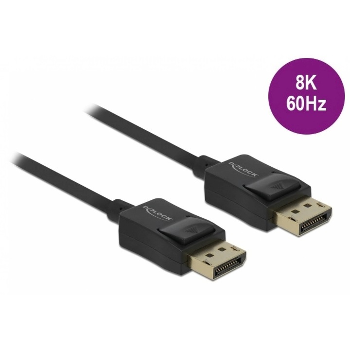Cablu Displayport coaxial 8K60Hz T-T 2m Negru, Delock 85301