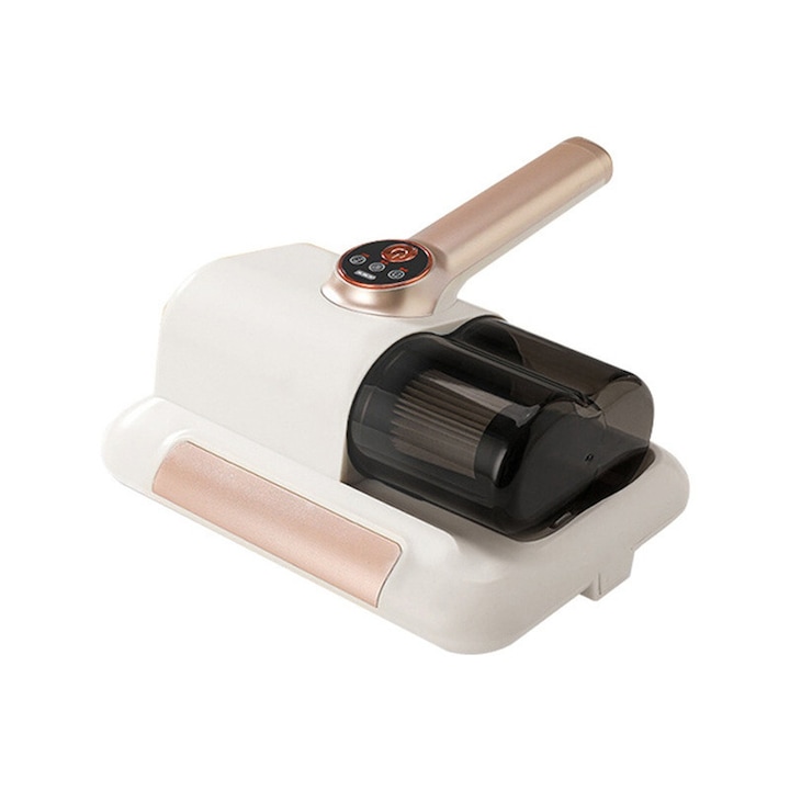 Aspirator Antiacarieni cu filtru HEPA lavabil, Xiusaqio, lampa UV-C pentru sterilizare, usor de manevrat, 13000pa, poate elimina 99,9% dintre bacterii, bej