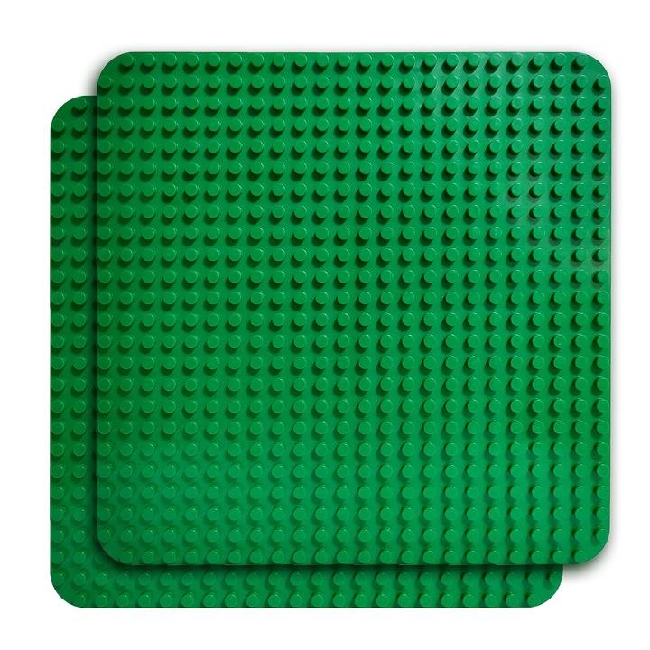 Set 2 placi de baza Wange, 38.4x38.4 cm, compatibile cu blocuri mari, verde inchis