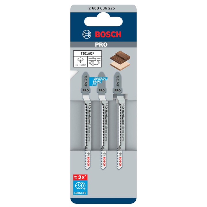 BOSCH Set de 3 panze de fierastrau vertical PRO Hardwood clean curve T101AOF, 83 mm