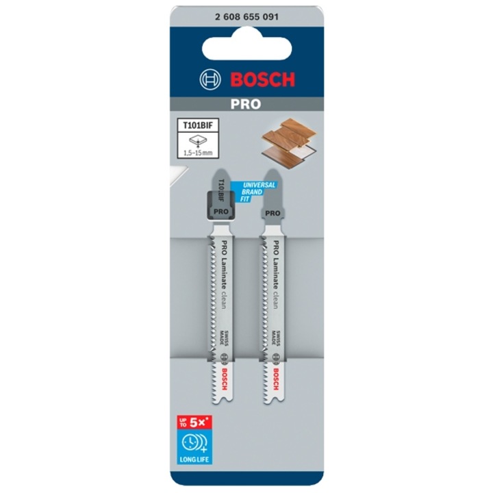BOSCH Set de 2 panze de fierastrau vertical PRO Laminate clean T101BIF, 83 mm