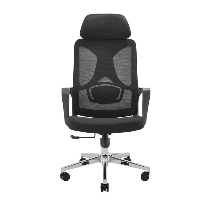 Ergonomikus irodai szék Monero, RONDI, hálós+textil háttámlával, deréktámasz, M1(Tilt) mechanizmus, fekete