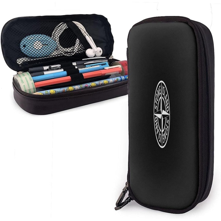 Ovális tolltartó, személyre szabott design, 2 cipzáras zseb, sokszínű, 20x10x5cm