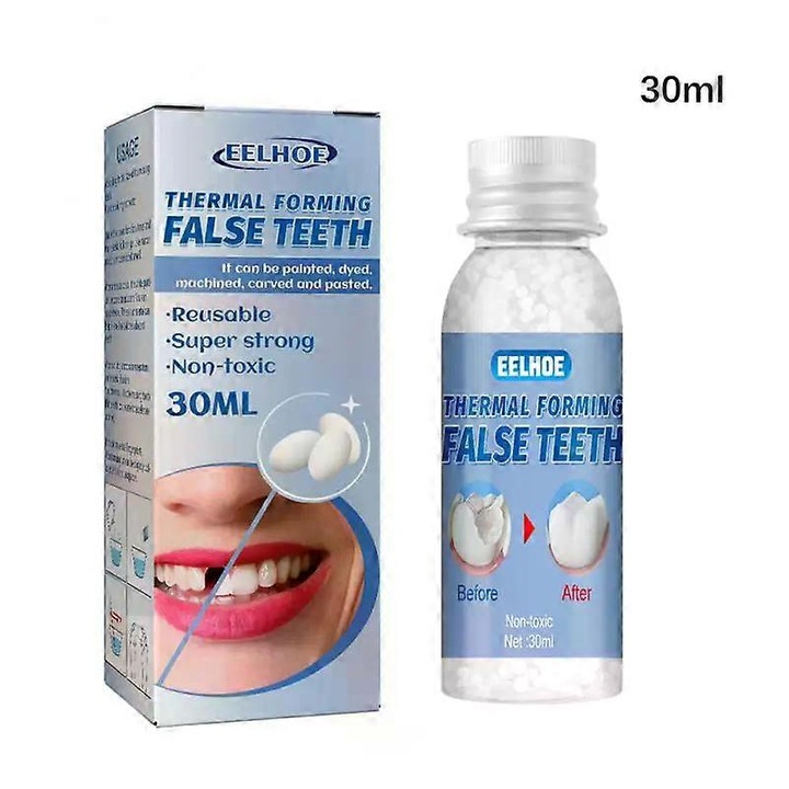 Set adeziv pentru proteze dentare, 30g, reparare temporara din rasina, unisex, pentru petreceri Halloween