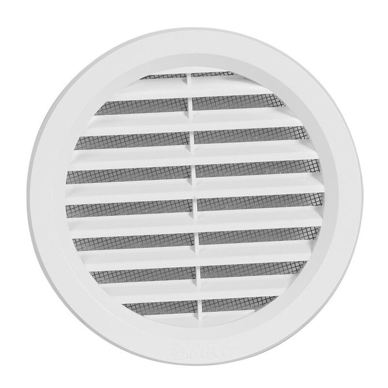 Rama de aerisire rotunda, cu plasa, Ø11 cm, alb, Haco