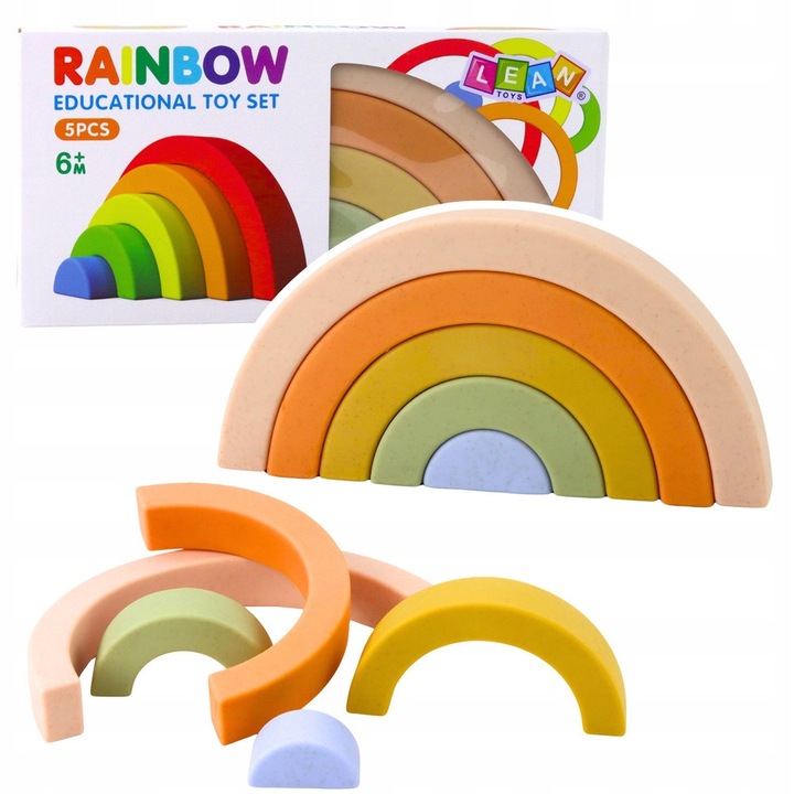 uzzle curcubeu pentru copii mici, LEAN Toys, Dezvoltare senzoriala, Siguranta, 22x11x3,5cm