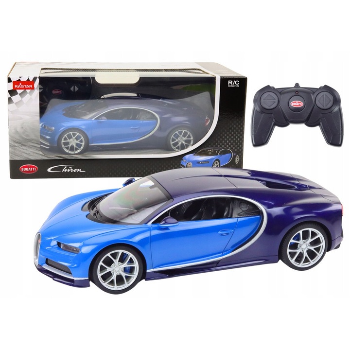 Радиоуправляема кола RC 1:14 Bugatti Chiron, син, 31x16x8,5см, за деца над 6 години