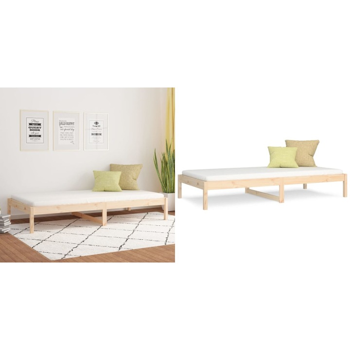 Pat de zi Single, 90x190 cm, lemn masiv de pin