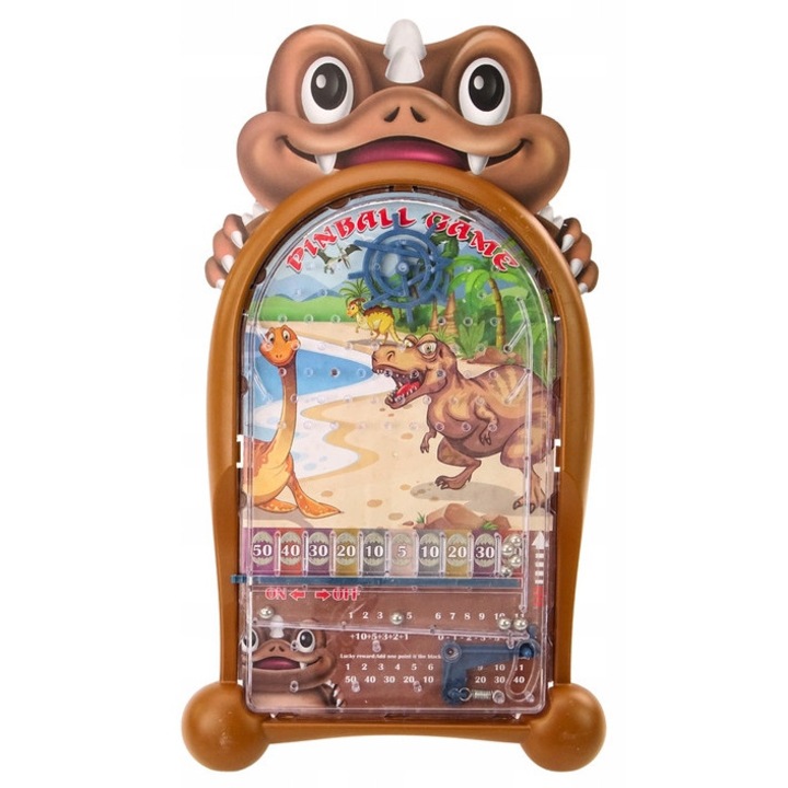 Joc de indemanare Pinball Dinozauri, LEAN Toys, maro 28x20x2cm