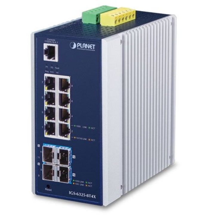 Planet IGS-6325-8T4X L3 menedzselt switch 10/100/1000, kék, szürke