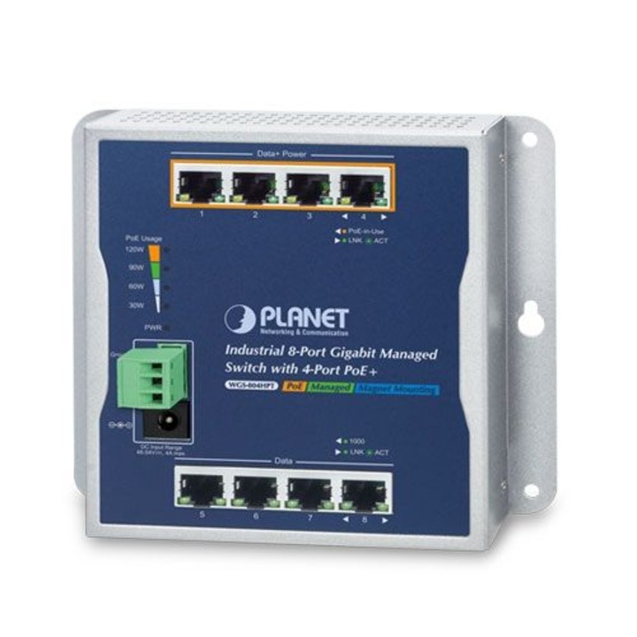 Switch gestionat Planet WGS-804HPT Gigabit Ethernet 10/100/1000 PoE, negru