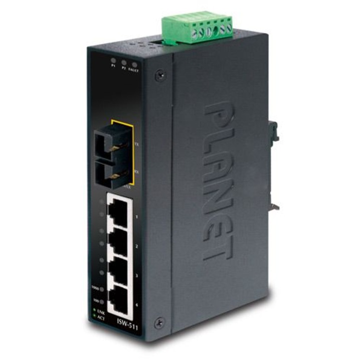 Switch Planet ISW-511S15, Fast Ethernet 10/100, menedzselhetetlen, fekete