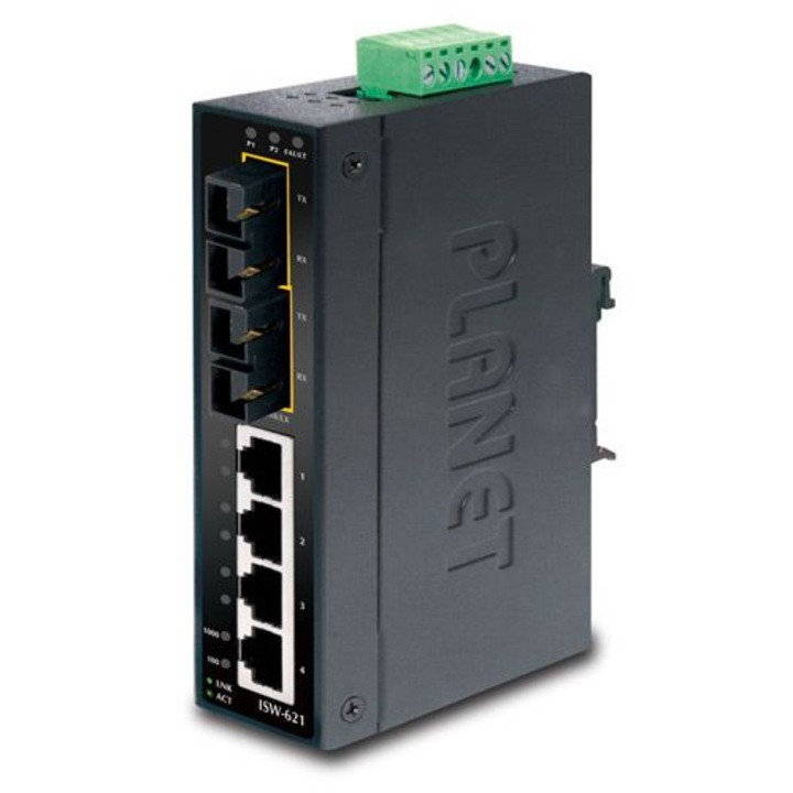 Switch Planet ISW-621, Fast Ethernet 10/100, fără management, negru