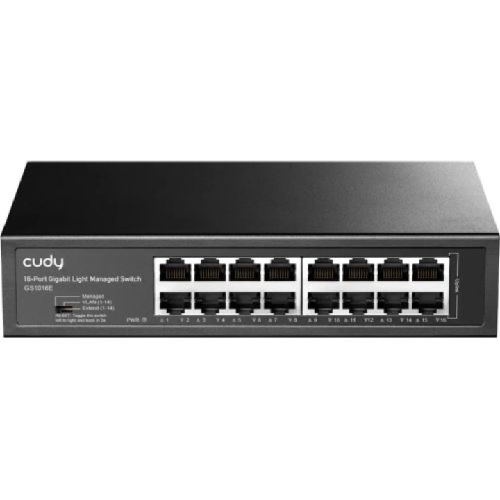 Switch Cudy 16-port Gigabit, carcasă metalică, suport Rack-Mount, 16 porturi RJ45