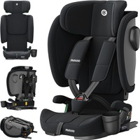 Scaun Auto Bebelusi Mavio®, Model Foldy, 76-150 cm, Unghi Reglabil, ISOFIX, Copii intre 18 luni - 12 ani, Pliabil, Spatar Rabatabil, Omologat i-Size R129, Protectie Impact Lateral, Centura de Siguranta 5 Puncte, Tetiera Reglabila, Husa Detasabila, Negru