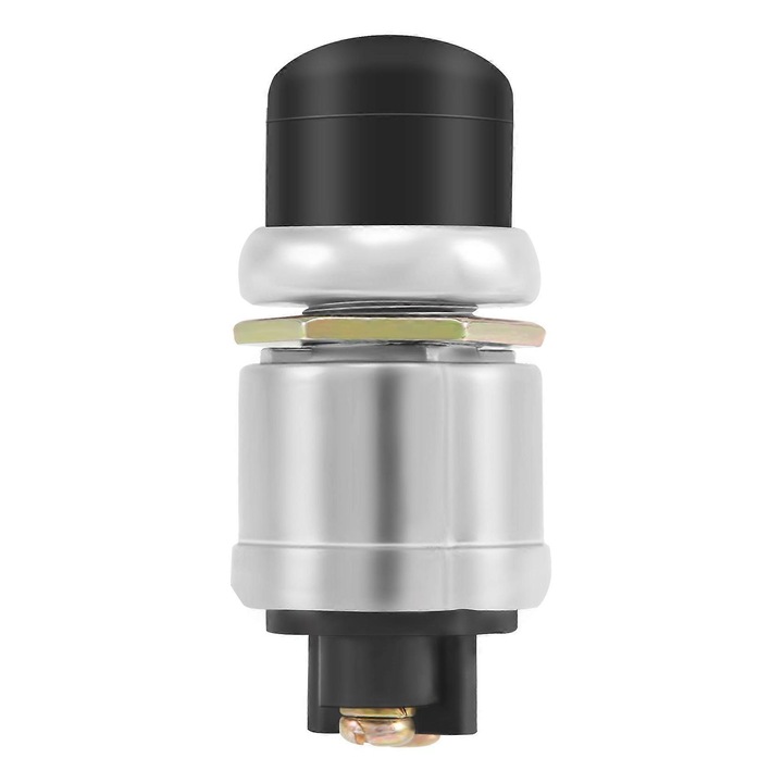 Nyomógombos kapcsoló 12V, 50A, vízálló, fekete/ezüst, 6.2x2.8cm